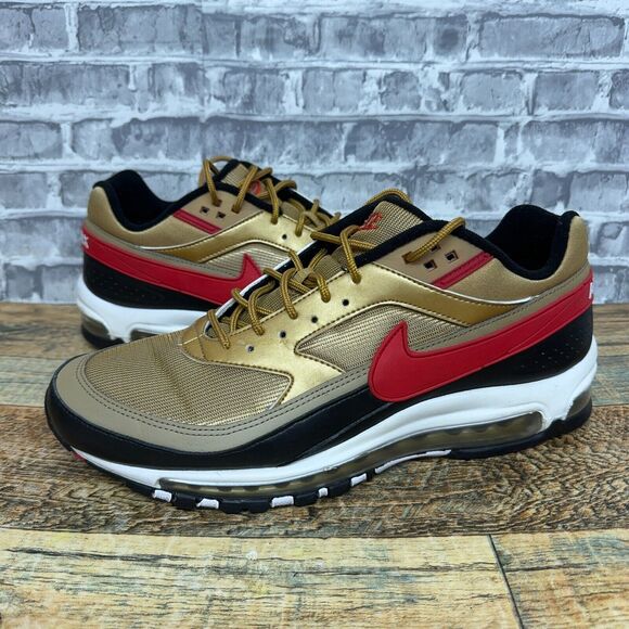 Nike Air Max 97 BW Metallic Gold Red Black Running Shoes A02406-700 Men Sz 11.5 - Picture 1 of 10